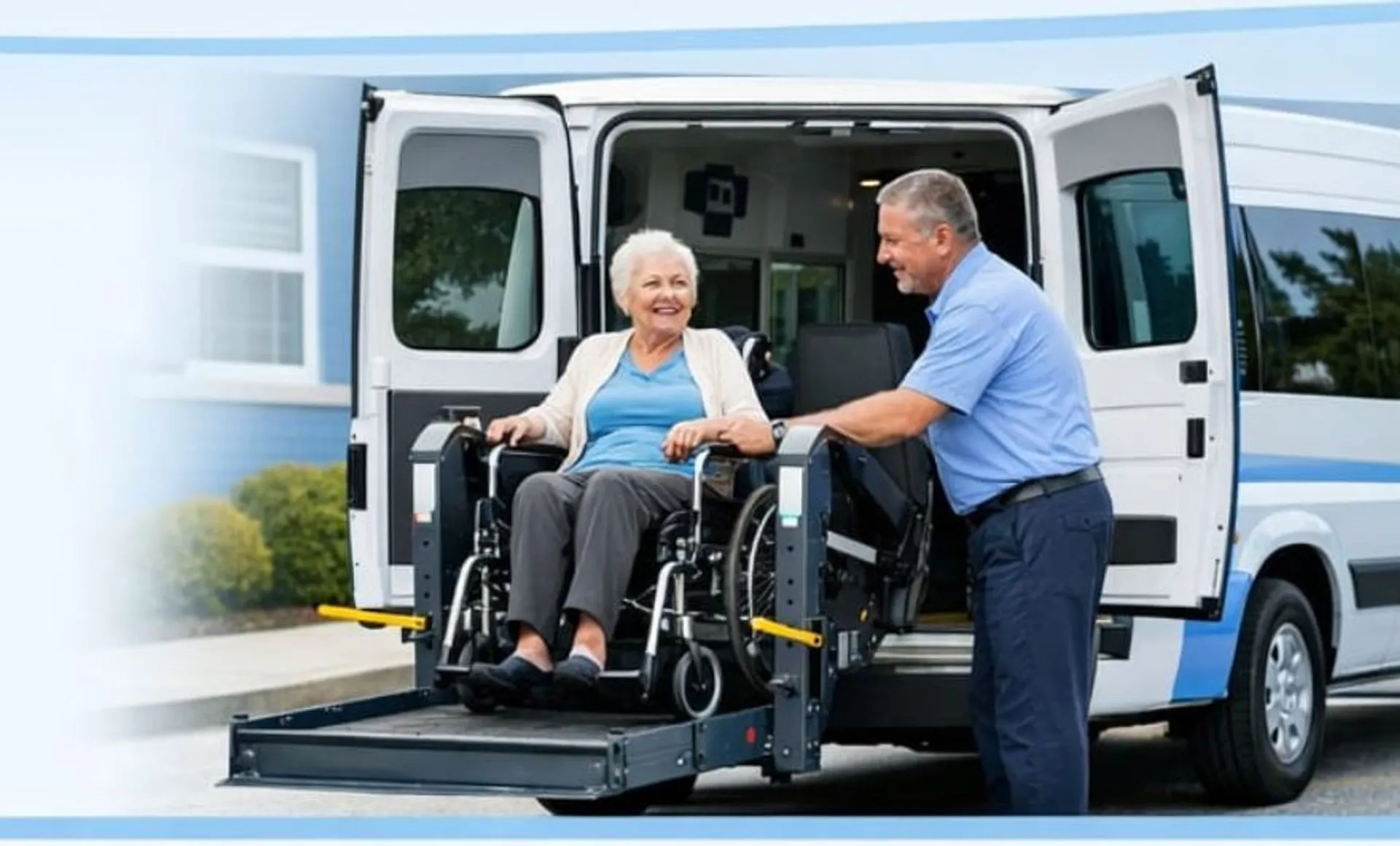 Patient being assisted into an EasyCare Transit vehicle